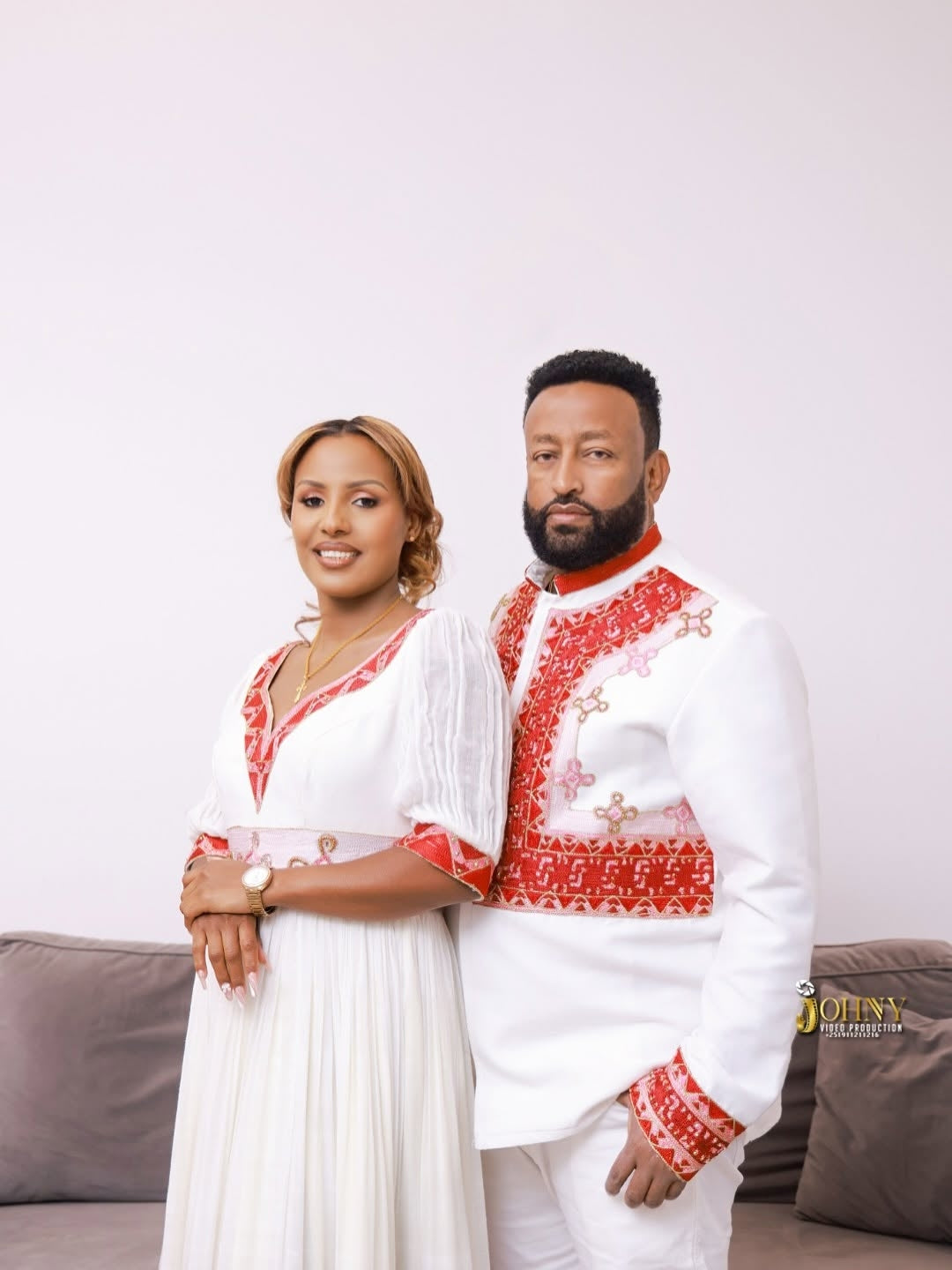 Red Habesha Libs Family Matching Set – Coordinated Ethiopian Traditional Dress Collection for Weddings & Cultural Celebrations