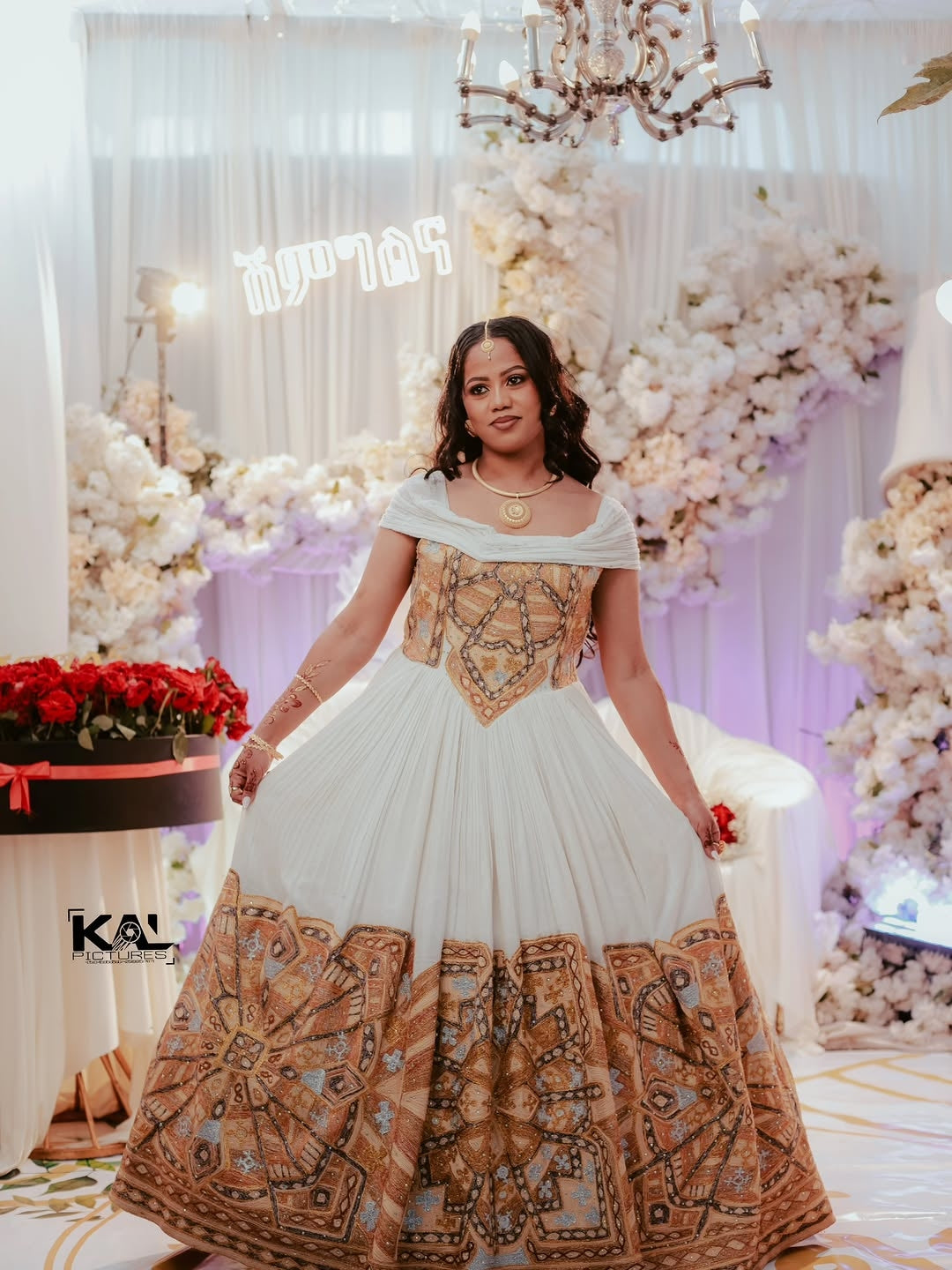 Gold Ethiopian Wedding Kemis – Elegant Traditional Bridal Dress with C –  Habesha Dresses Store