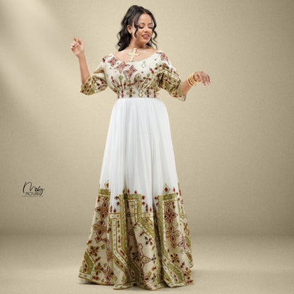 Kal Queen Closet Green Habesha Wedding Dress – Modern Ethiopian Bridal Style for Ethiopian Weddings