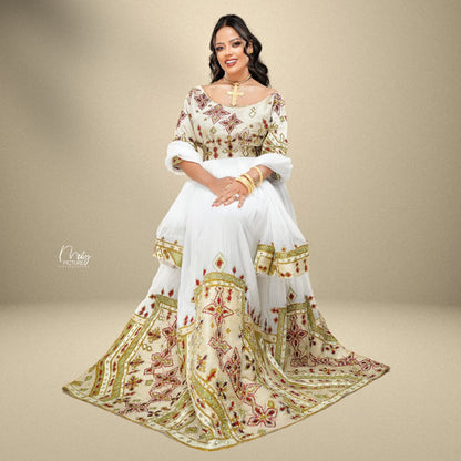 Kal Queen Closet Green Habesha Wedding Dress – Modern Ethiopian Bridal Style for Ethiopian Weddings