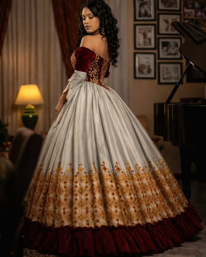 Kal Queen Closet Red Habesha Wedding Dress – Sophisticated Design for Weddings