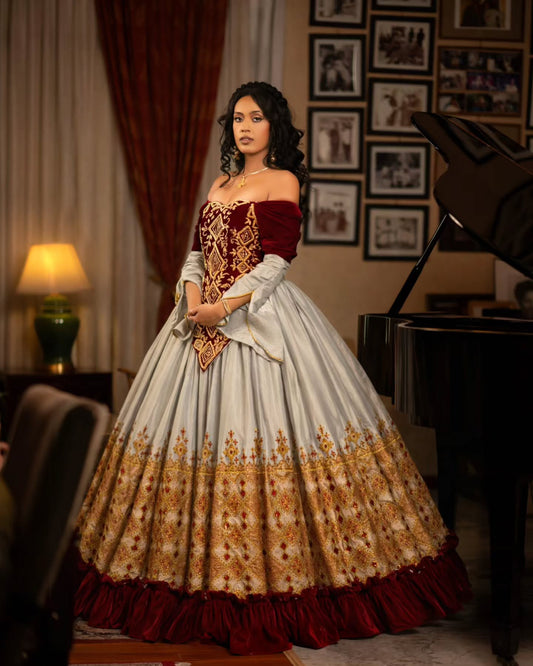 Kal Queen Closet Red Habesha Wedding Dress – Sophisticated Design for Weddings