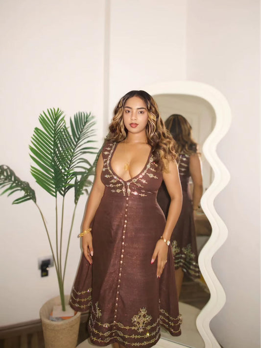 brown Habesha wedding dress