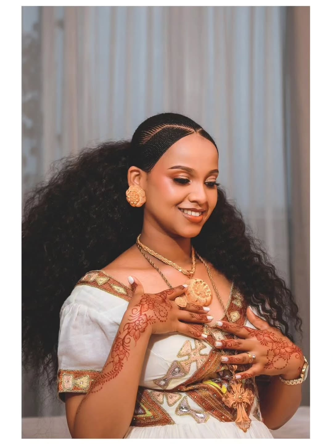 Gold Ethiopian Libs – Modern Traditional Dress for Evening Wedding Celebrations