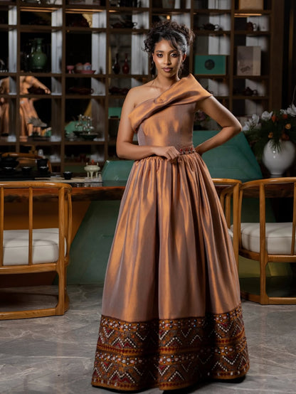 ethiopian modern dress designs Beautiful White & Blue Habesha Dress