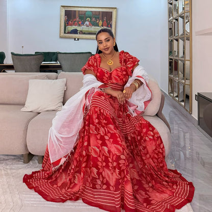 chiffon dress design in ethiopia Red Habesha – Lightweight Ethiopian chiffon for special ocassion Chiffon habesha dress Width:56