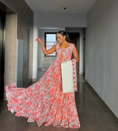 Pink Habesha chiffion Lightweight flowing dress for Weddings