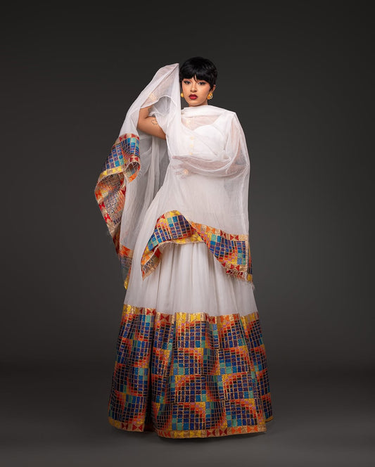 የሐበሻ ልብስ | ዘመናዊ ወርቅ የሰርግ ልብስ