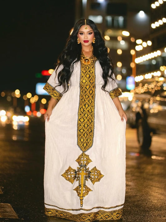 Gold Habesha Dress | Luxury Ethiopian Kemis & Zuria in Gold  Habesha  Dresses Store