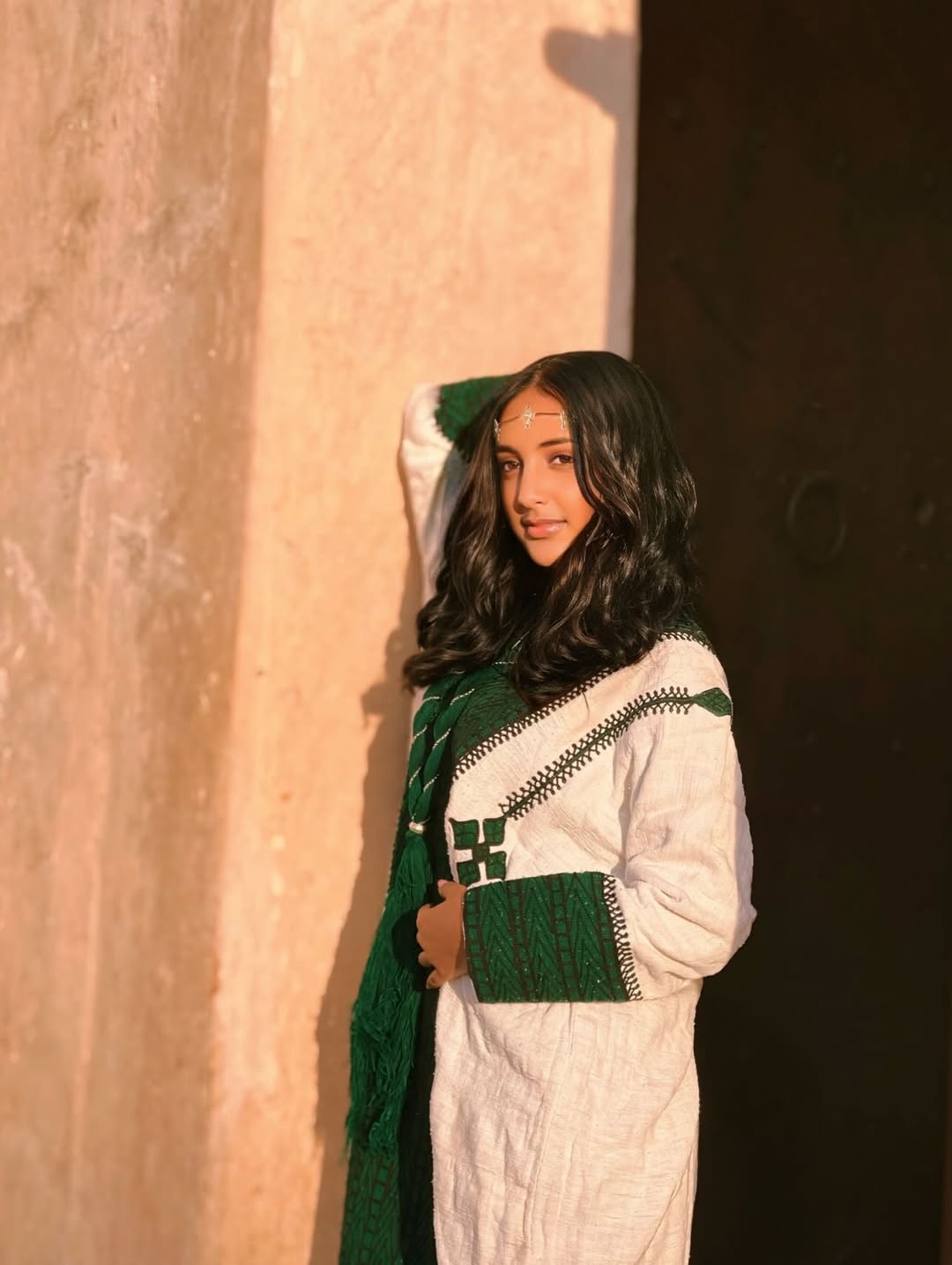 Gonder Fetal Green Handwoven Ethiopian Dress – Traditional Full-Length Habesha Attire