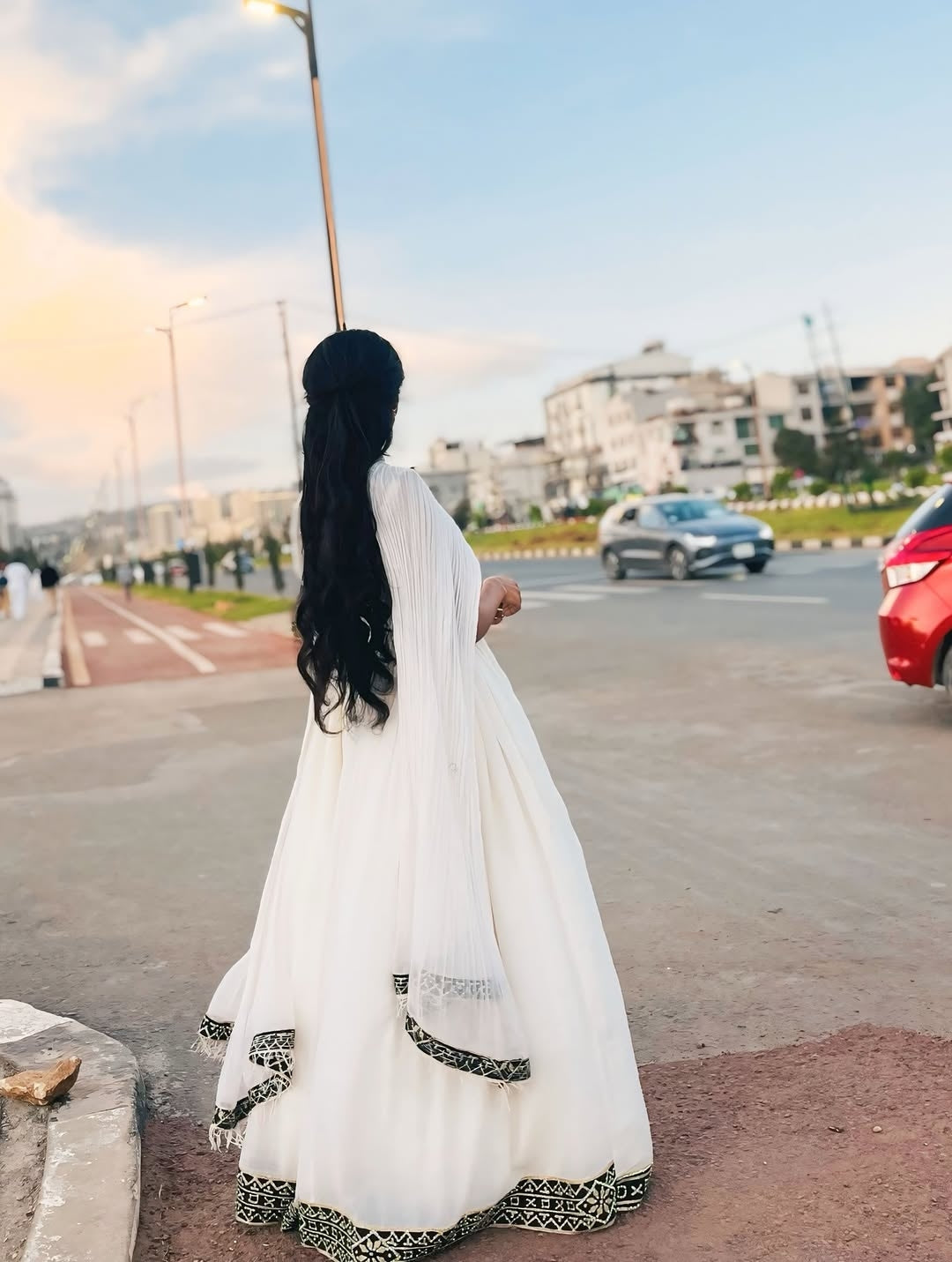 black ethiopian traditional dress with Gold Accents – Elegant Cultural Outfit for Formal Family Events M making this habesha kemis Color:Solid Black A Line Long Sleeve BLUE-DRESS