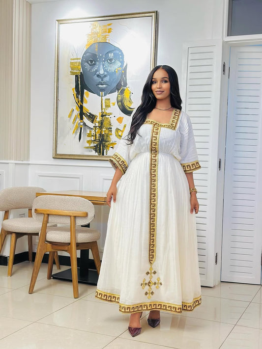 ወርቅ ኢትዮጵያ ቀሚስ |  ለሰርግ የባህላዊ የሃበሻ ልብስ