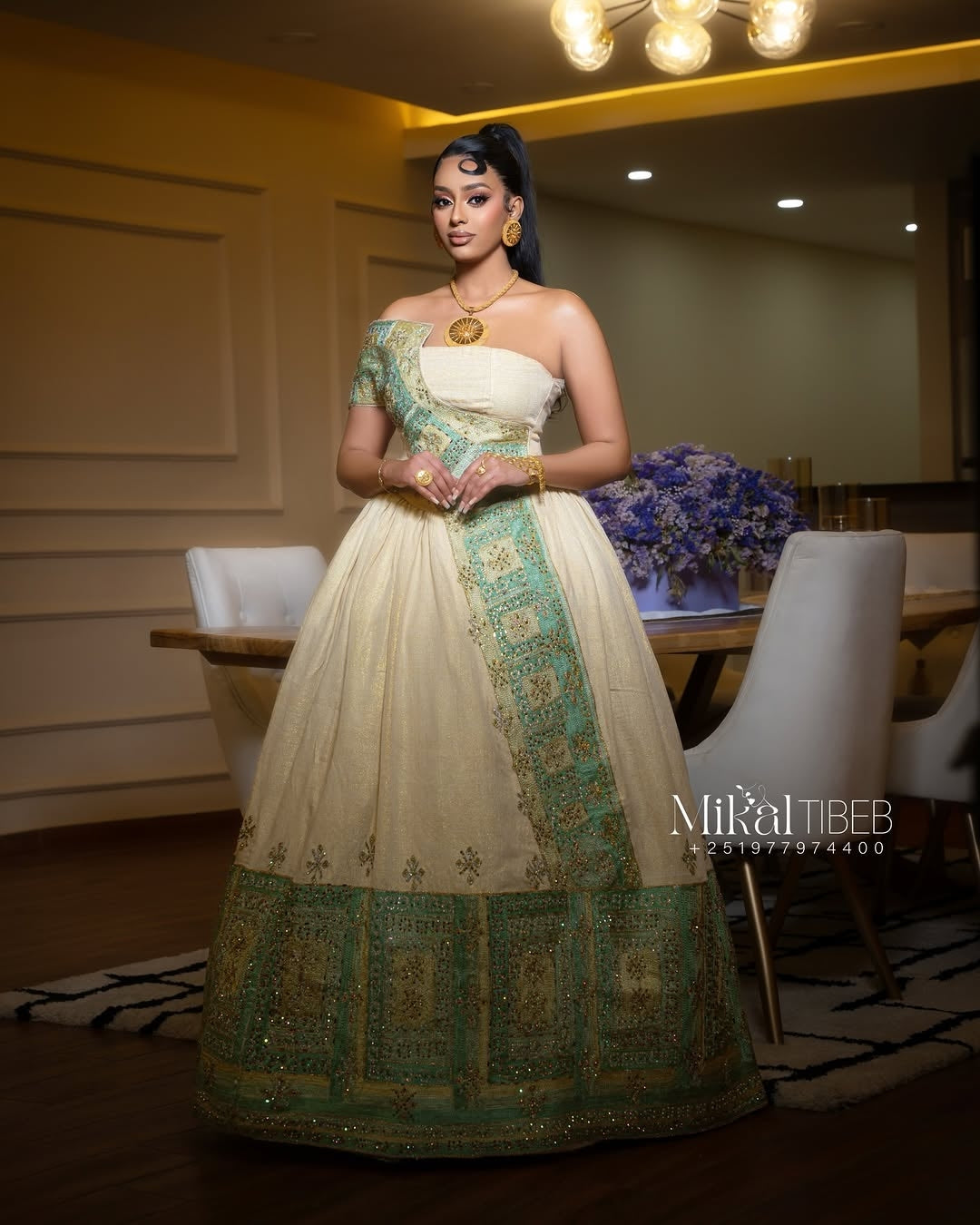 Green Habesha Wedding Dress – Elegant Ethiopian Bridal Outfit for Cere – Habesha Dress Store