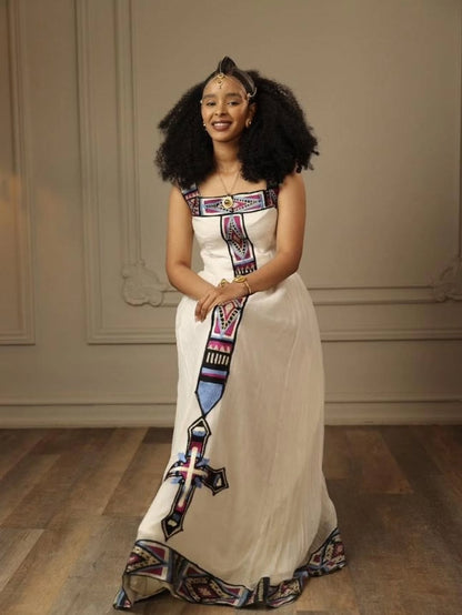 Habesha Kemis – Purple Ethiopian Dress for Cultural Events