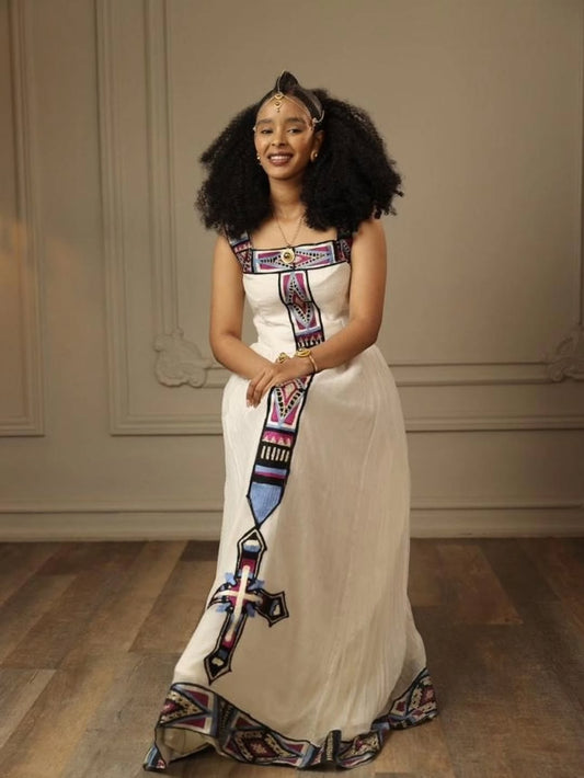 Habesha Kemis – Purple Ethiopian Dress for Cultural Events