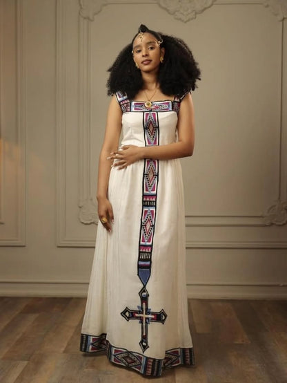 Habesha Kemis – Purple Ethiopian Dress for Cultural Events