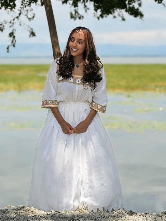 Light Pink Simple Habesha Zuria – Clean Ethiopian Traditional Dress for Everyday Elegance and Cultural Wear