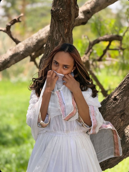 Light Pink Simple Habesha Zuria – Clean Ethiopian Traditional Dress for Everyday Elegance and Cultural Wear