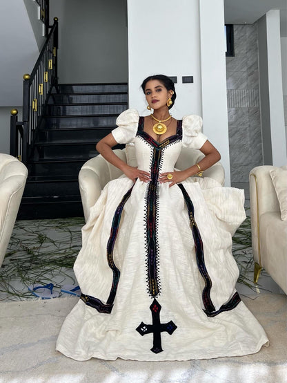 RAHELA Black Ethiopian Dress | Elegant Habesha Kemis