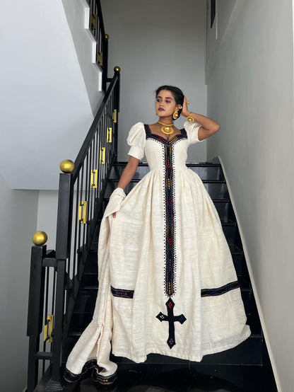 RAHELA Black Ethiopian Dress | Elegant Habesha Kemis