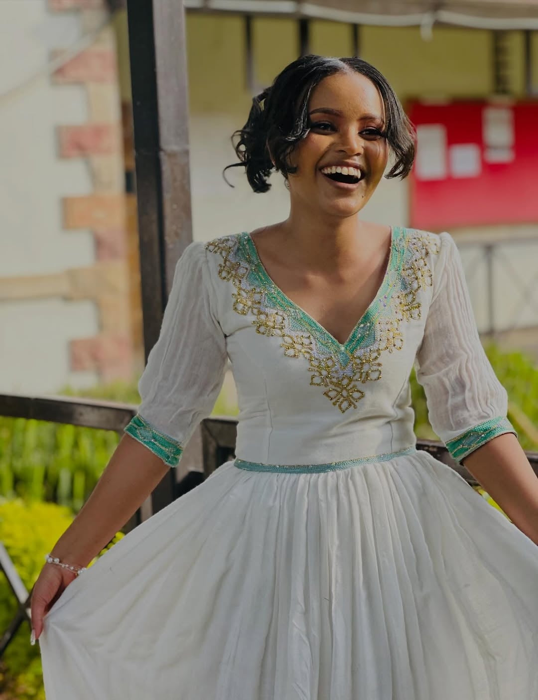 white dress with green accents Mint Habesha Cotton – Graduation Habesha Wedding Dress – Habesha Dress Store MAY2026IMMIDIATES