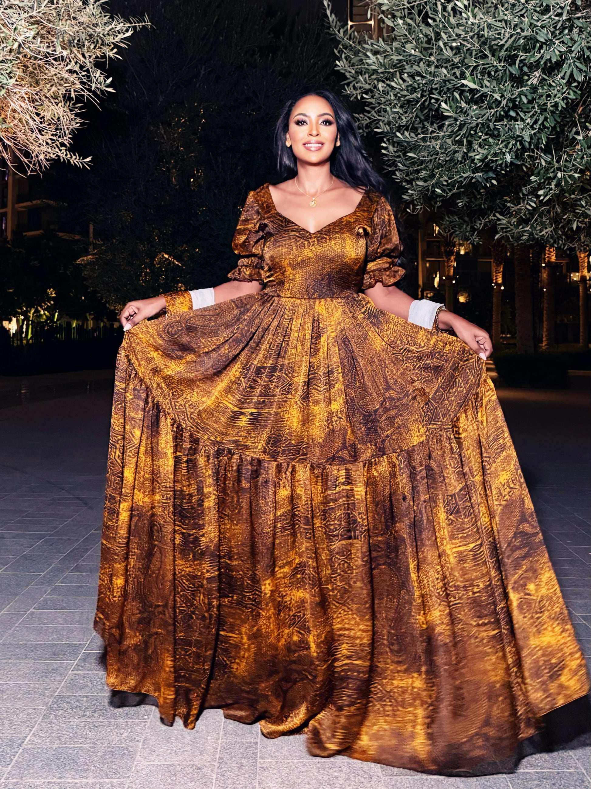 Gold Habesha Dress Lightweight Chiffon Tibeb for Weddings – Habesha Dress Store