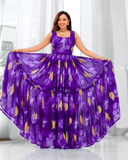 Purple Habesha Chiffon – Lightweight Flowing Ethiopian Chiffon Dress D – Habesha Dress Store
