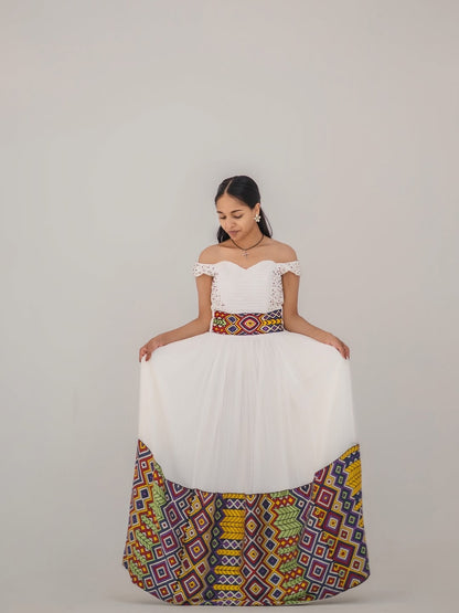 Colorful Modern Habesha Dress – Mixed Color Ethiopian Zuria for Events