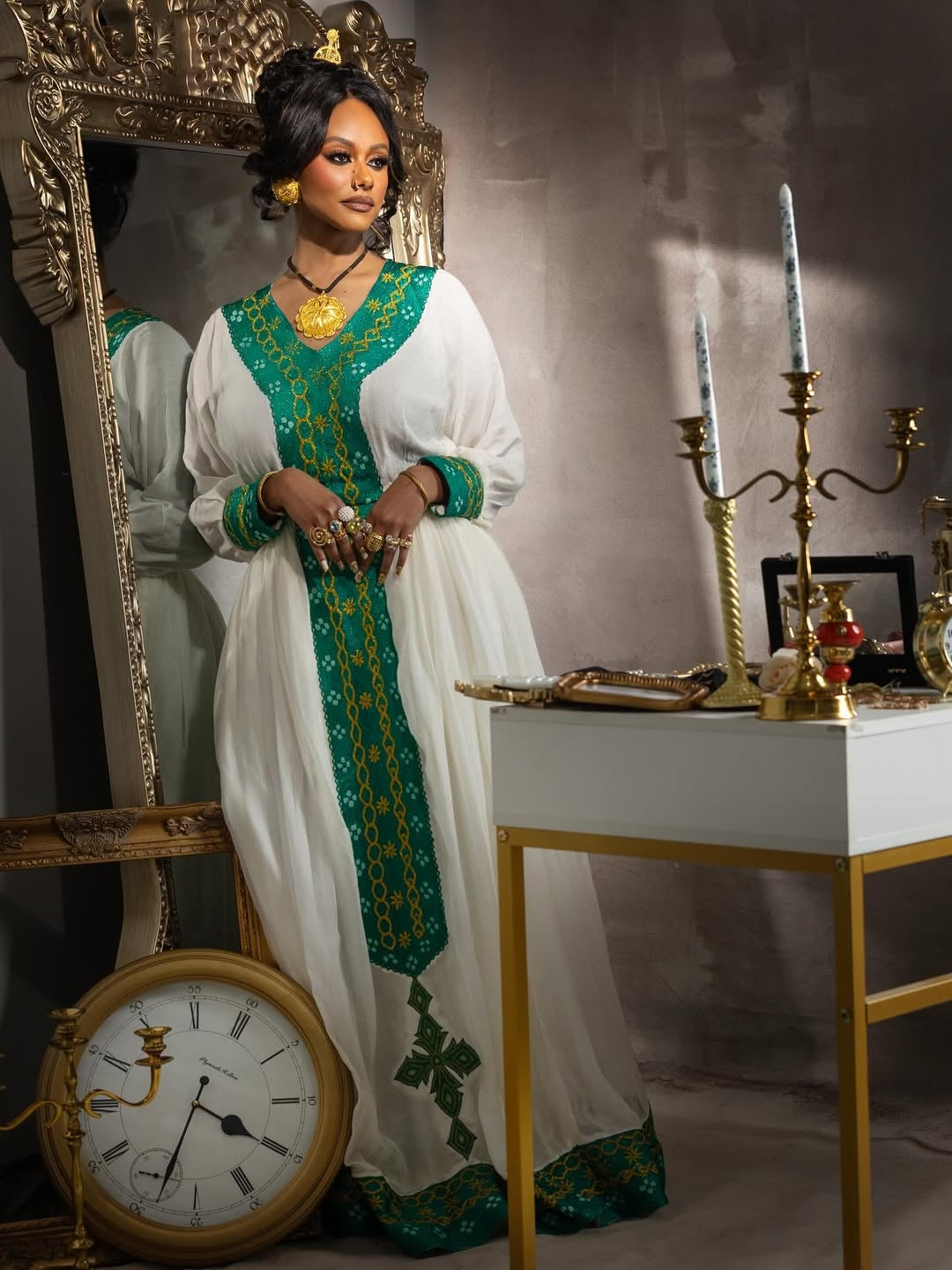 Green Habesha Libs - Elegant Ethiopian Traditional Dress for Weddings ...