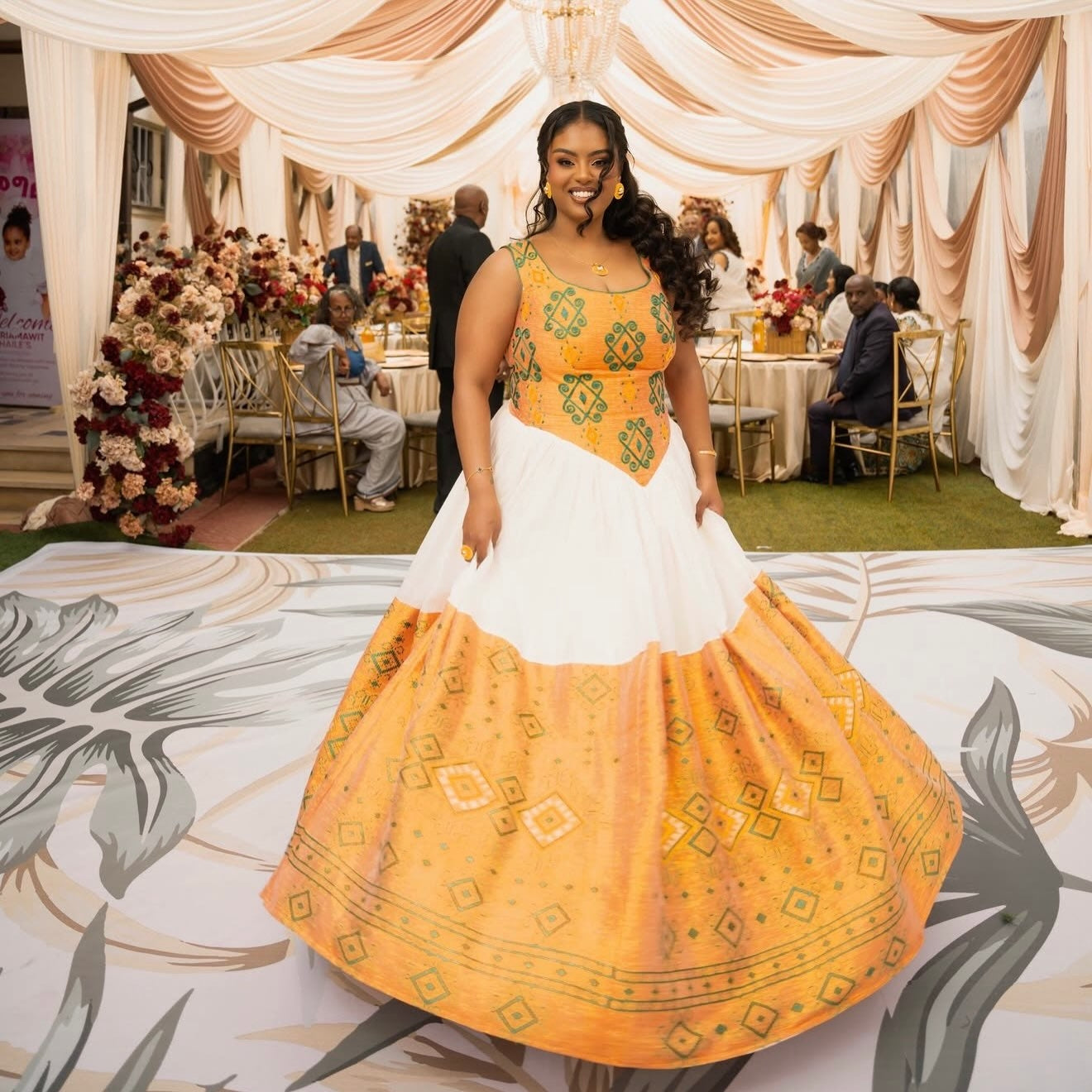 white and orange wedding dress Bridal Habesha Chocolate Brown Bridesmaid Dresses This enchanting full Travel_Edit Size:S (36-37 sleeve length)