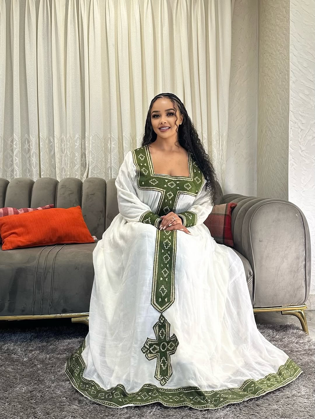 Habesha Dress – Green Ethiopian Ceremony Dress