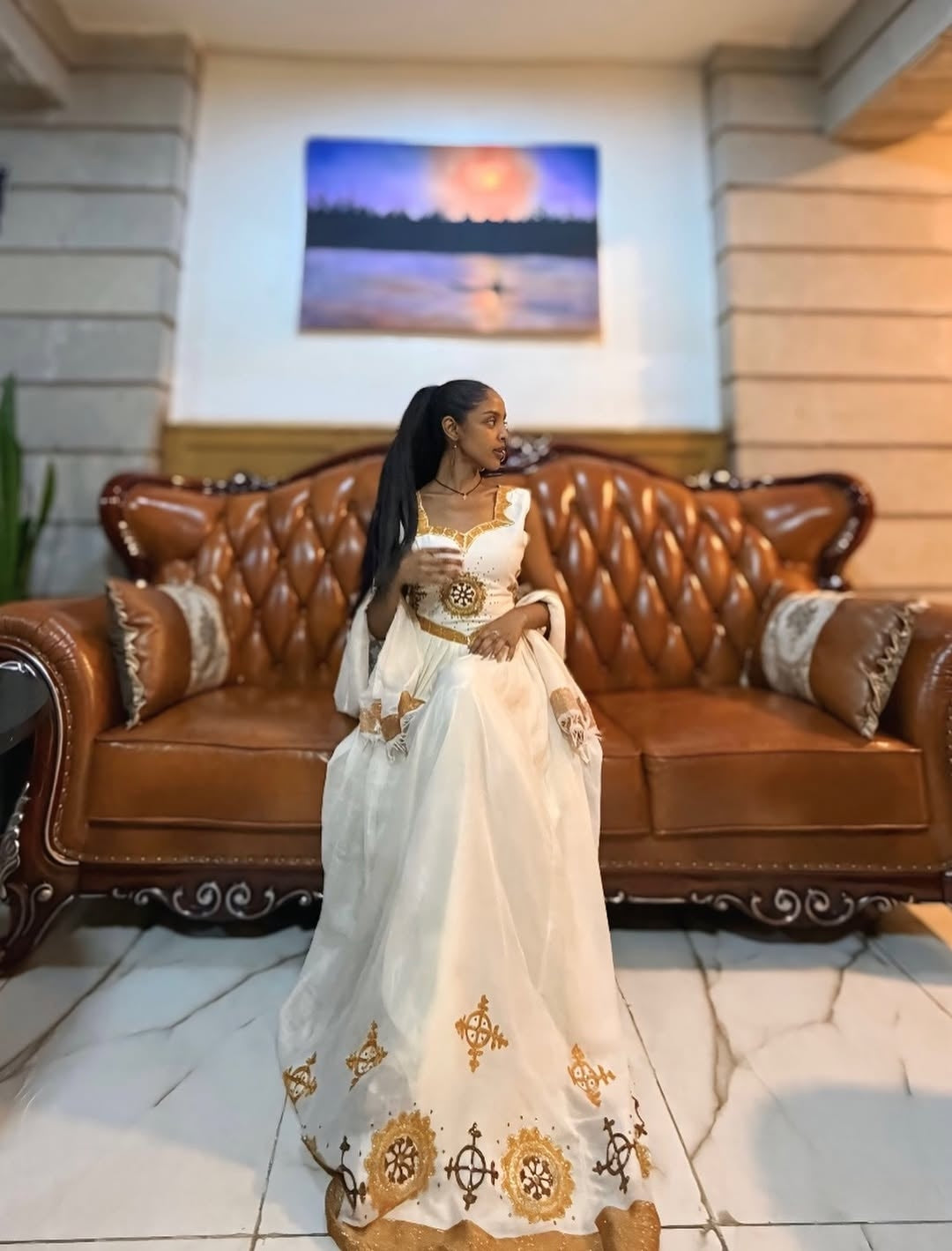 gold african wedding dress Habesha Long Gown – Ethiopian for Formal Gala Events – Habesha Dress Store gold reception dress for bride