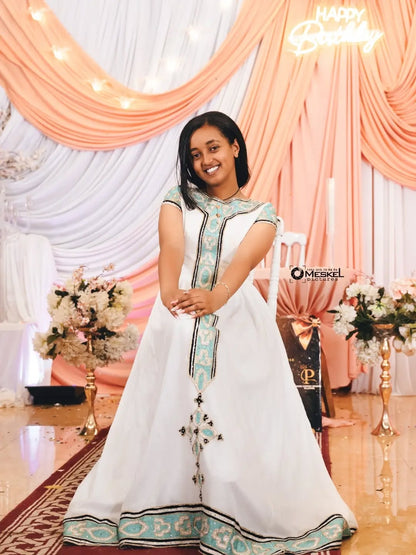 Green Eritrean Dress – Traditional Habesha Libs for Weddings, Cultural Ceremonies & National Celebrations